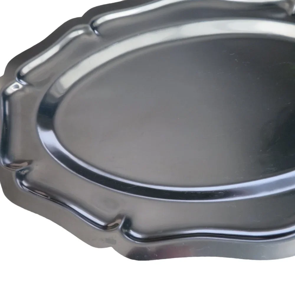 Vintage Stainless Steel Tray Vanity Serving Trinket Cosmetic Dresser Table